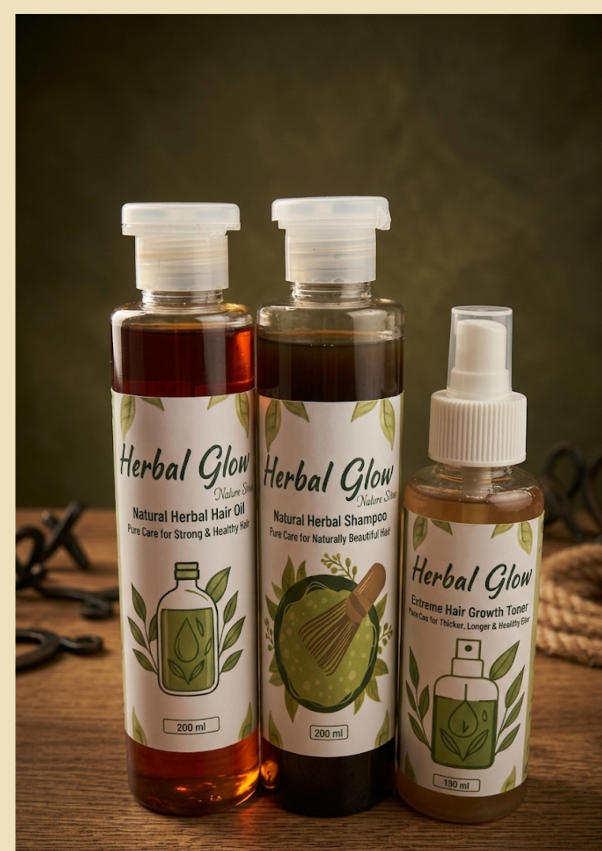 Herbal Glow Complete Hair Care Trio 200 ml Oil + 200 ml Shampoo+ 120 ml Toner