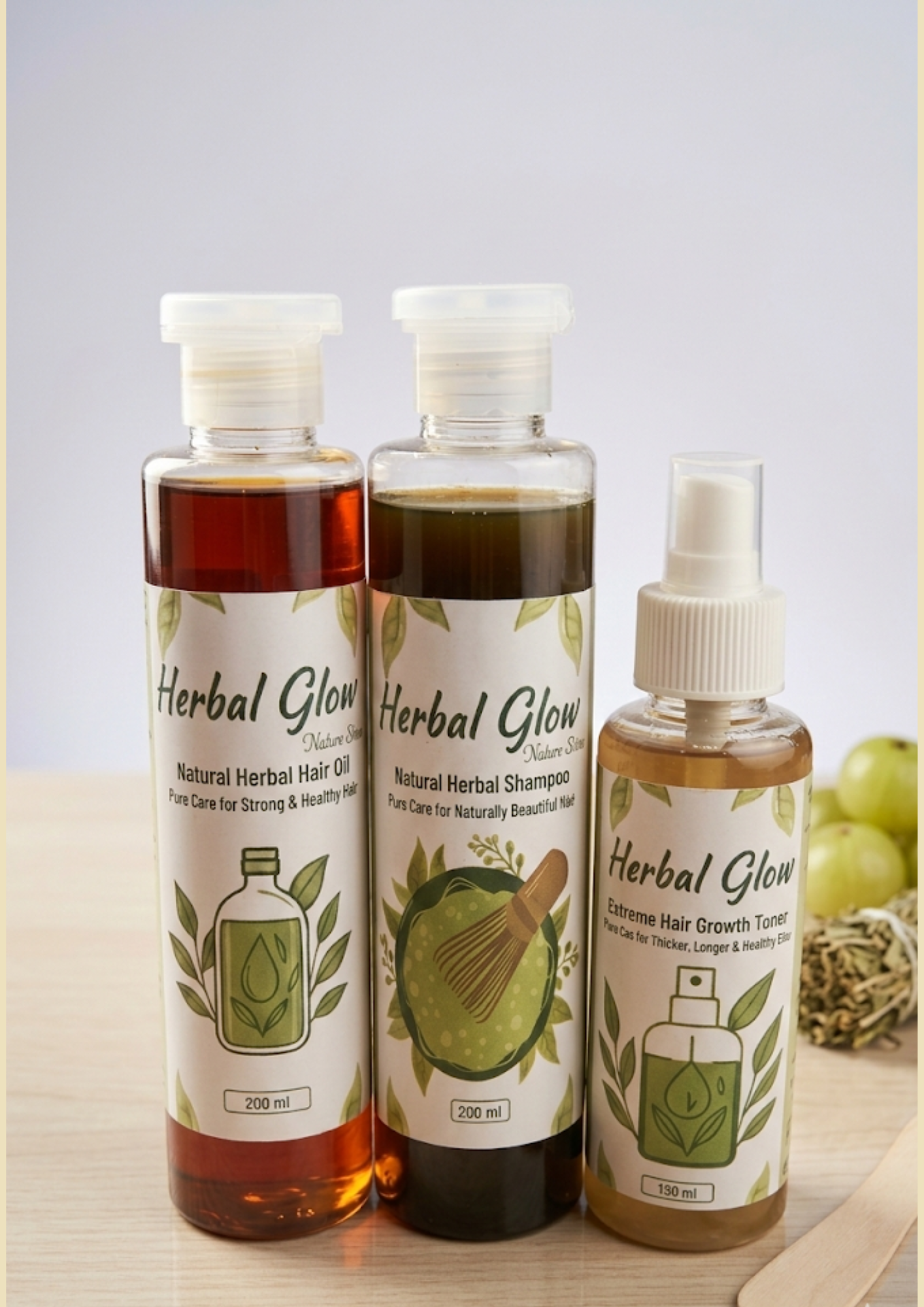 Herbal Glow Complete Hair Care Trio 200 ml Oil + 200 ml Shampoo+ 120 ml Toner